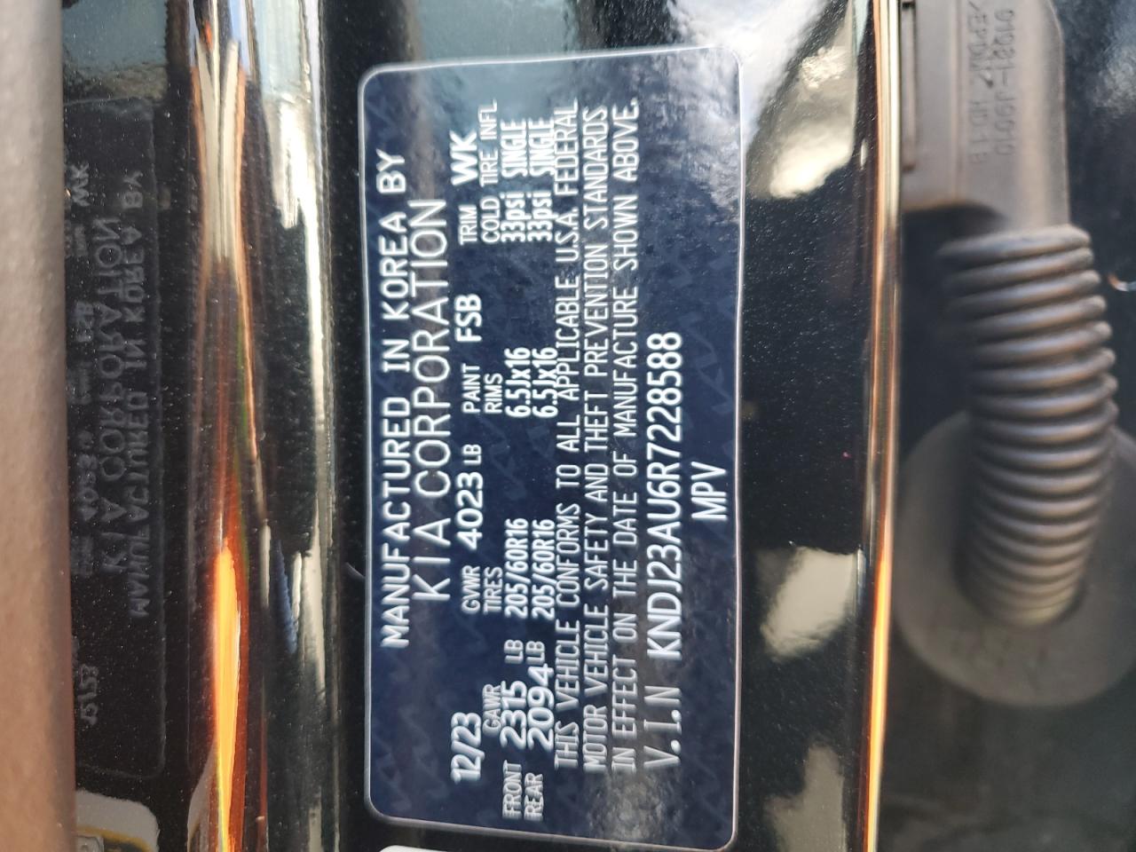 2024 KIA SOUL LX VIN:KNDJ23AU6R7228588