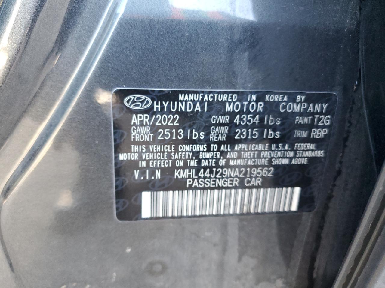 2022 HYUNDAI SONATA SEL PLUS VIN:KMHL44J29NA219562