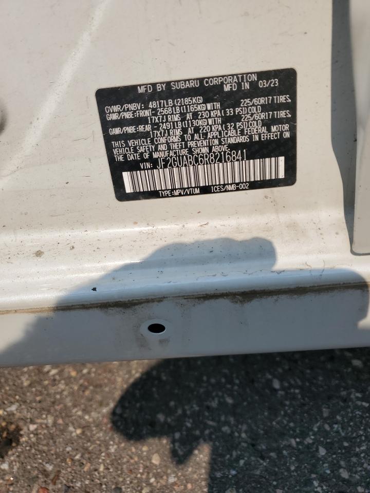 2024 SUBARU CROSSTREK VIN:JF2GUABC6R8216841