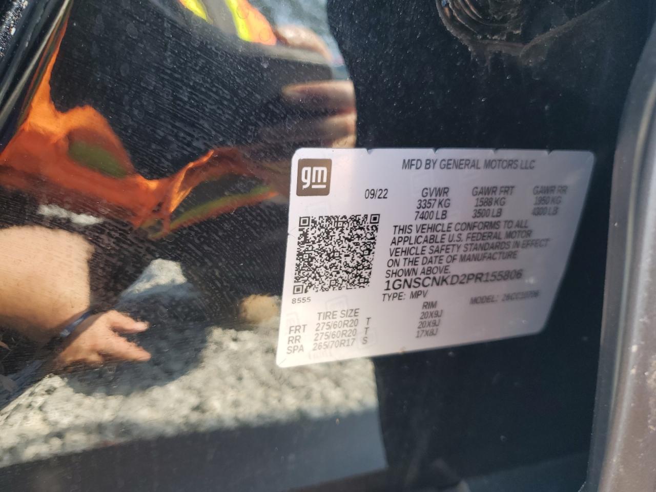 2023 CHEVROLET TAHOE C1500 LT VIN:1GNSCNKD2PR155806