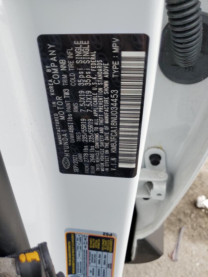 2022 HYUNDAI TUCSON SEL CONVENIENCE VIN:KM8JFCA18NU034453