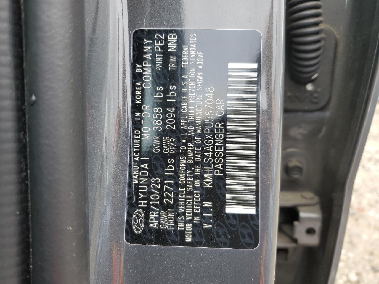 2023 HYUNDAI ELANTRA SEL VIN:KMHLS4AGXPU567048
