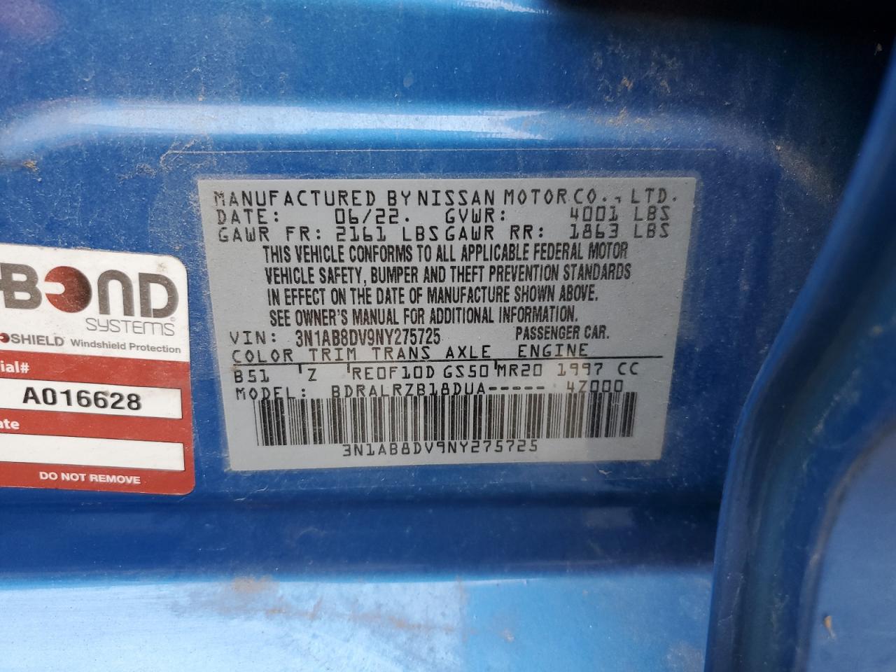 2022 NISSAN SENTRA SR VIN:3N1AB8DV9NY275725