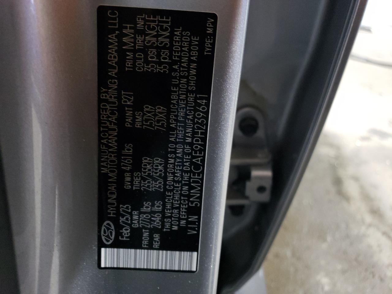 2023 HYUNDAI TUCSON LIMITED VIN:5NMJECAE9PH239641