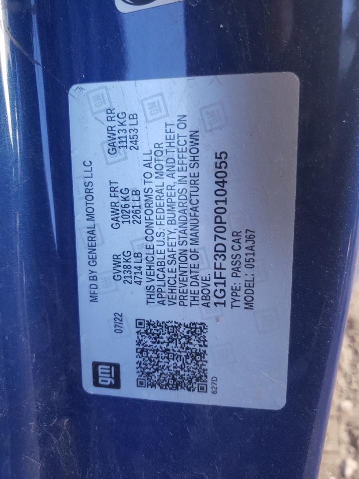 2023 CHEVROLET CAMARO LT1 VIN:1G1FF3D70P0104055