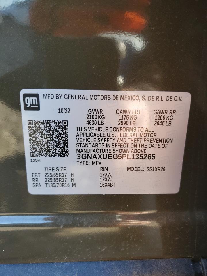 2023 CHEVROLET EQUINOX LT VIN:3GNAXUEG5PL135265