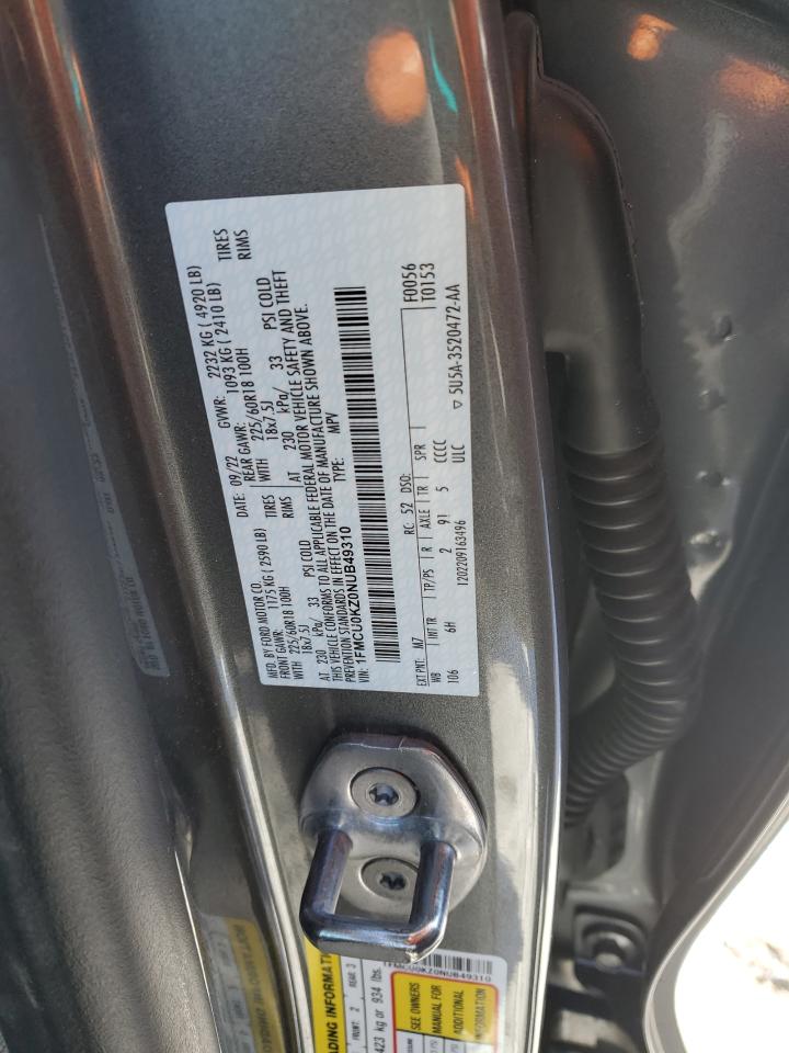 2022 FORD ESCAPE SEL VIN:1FMCU0KZ0NUB49310