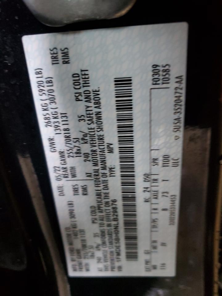 2022 FORD BRONCO BASE VIN:1FMDE5BH0NLB29876