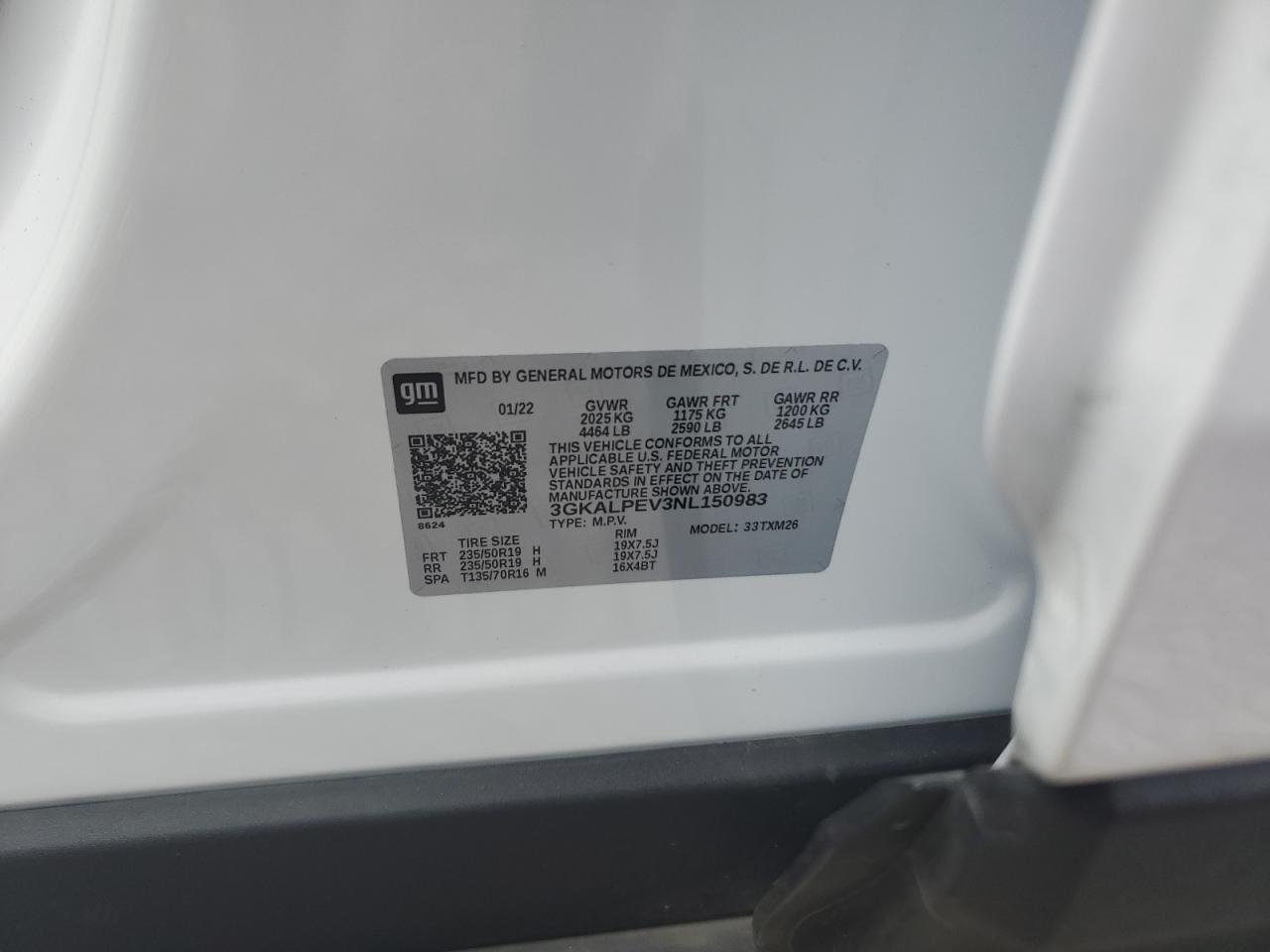 2022 GMC TERRAIN SLT VIN:3GKALPEV3NL150983