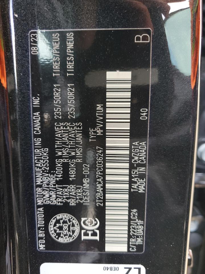 2023 LEXUS RX 350 BASE VIN:2T2BAMCA7PC036247