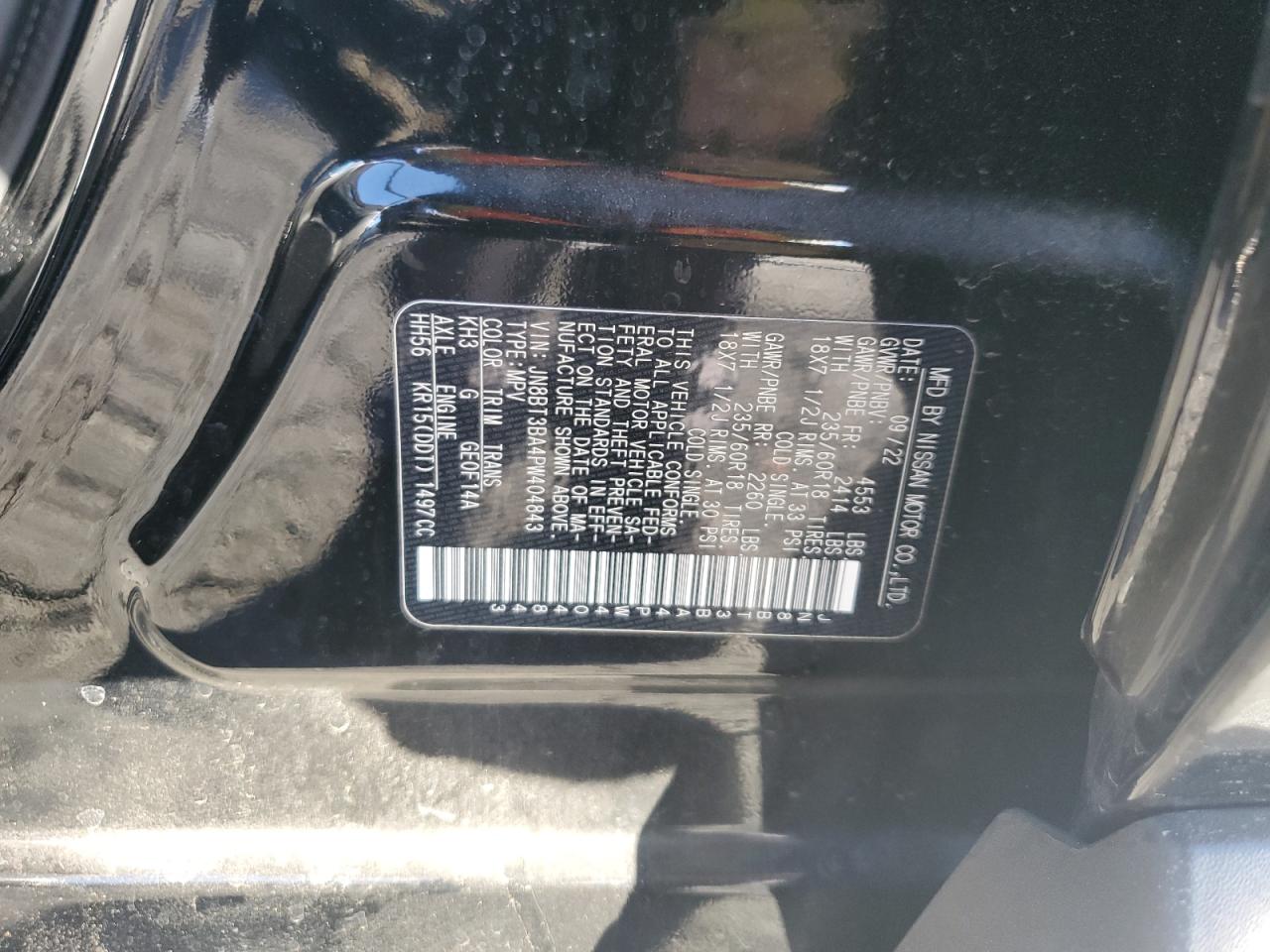 2023 NISSAN ROGUE SV VIN:JN8BT3BA4PW404843
