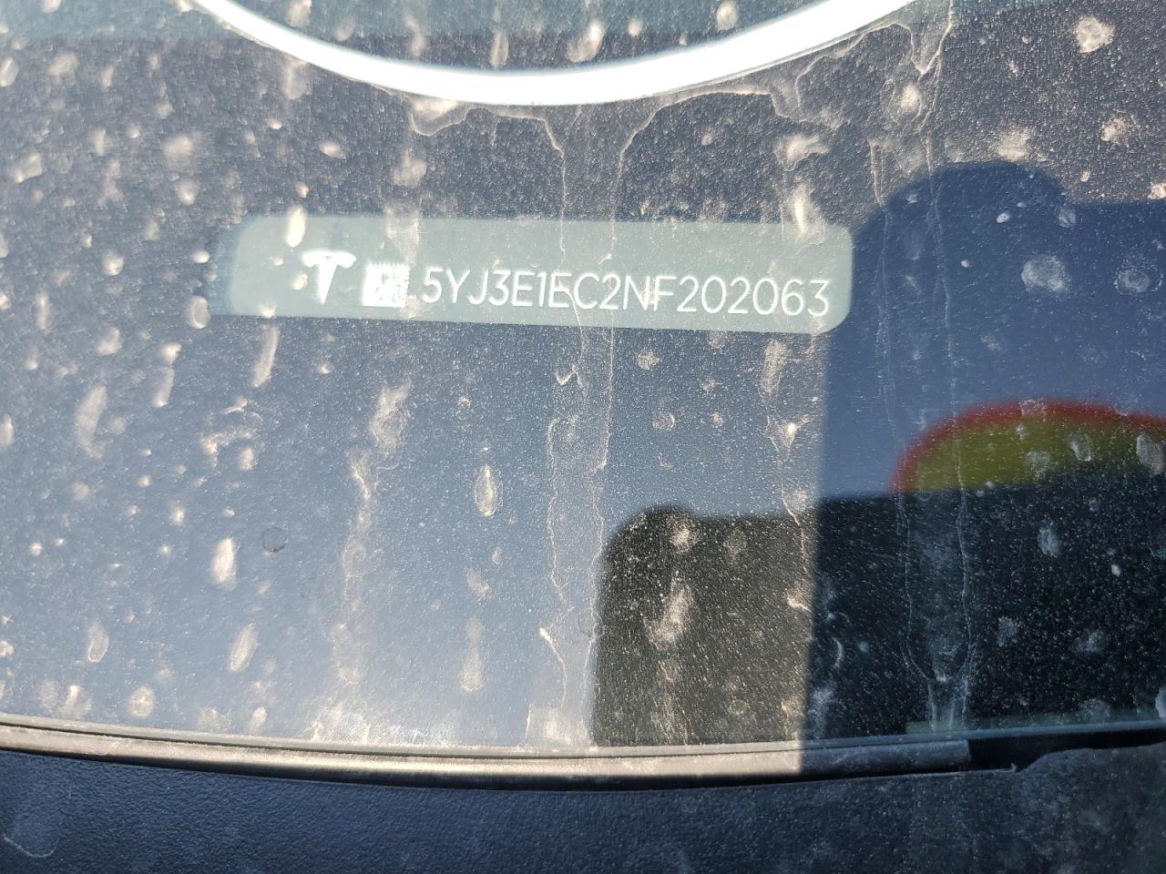 2022 TESLA MODEL 3 VIN:5YJ3E1EC2NF202063