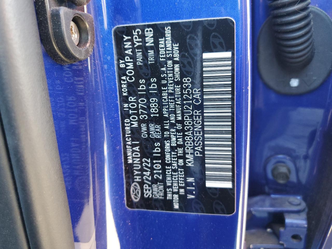 2023 HYUNDAI VENUE SE VIN:KMHRB8A38PU212538