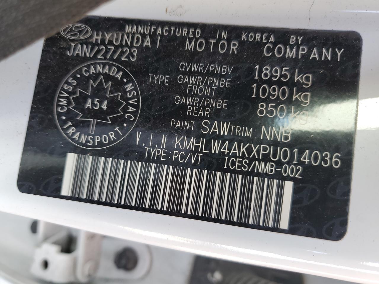 2023 HYUNDAI ELANTRA N VIN:KMHLW4AKXPU014036