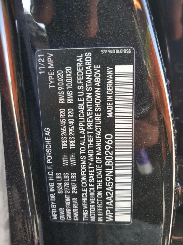 2022 PORSCHE MACAN VIN:WP1AA2A59NLB02960