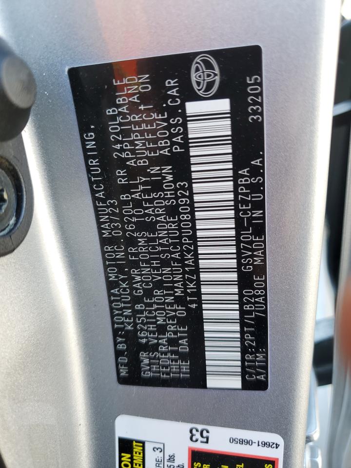 2023 TOYOTA CAMRY TRD VIN:4T1KZ1AK2PU080923