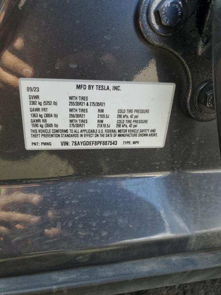 2023 TESLA MODEL Y VIN:7SAYGDEF8PF887543