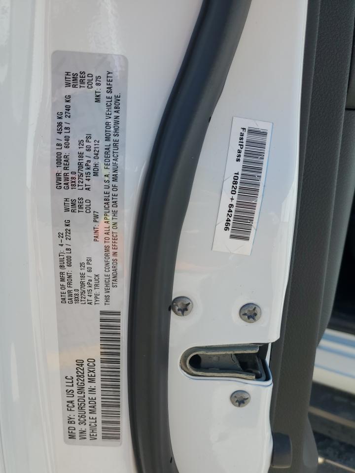 2022 RAM 2500 BIG HORN/LONE STAR VIN:3C6UR5DL9NG282240