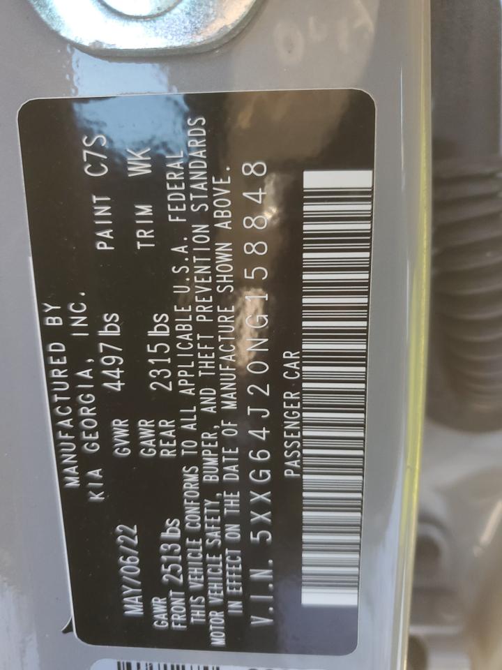 2022 KIA K5 GT LINE VIN:5XXG64J20NG158848