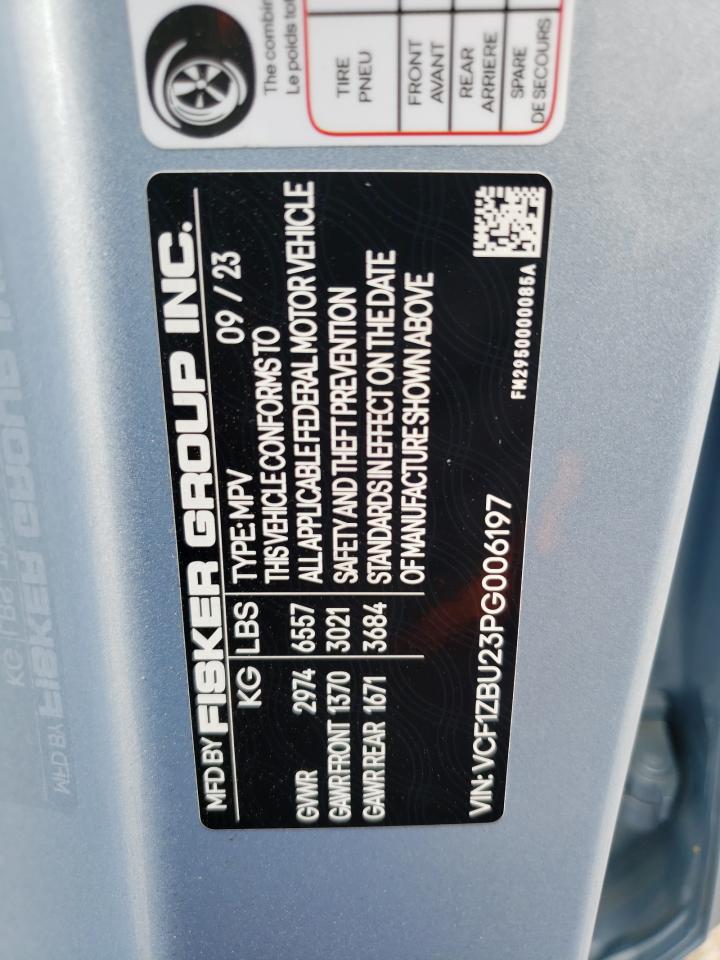 2023 FISKER INC. OCEAN OCEAN ONE VIN:VCF1ZBU23PG006197