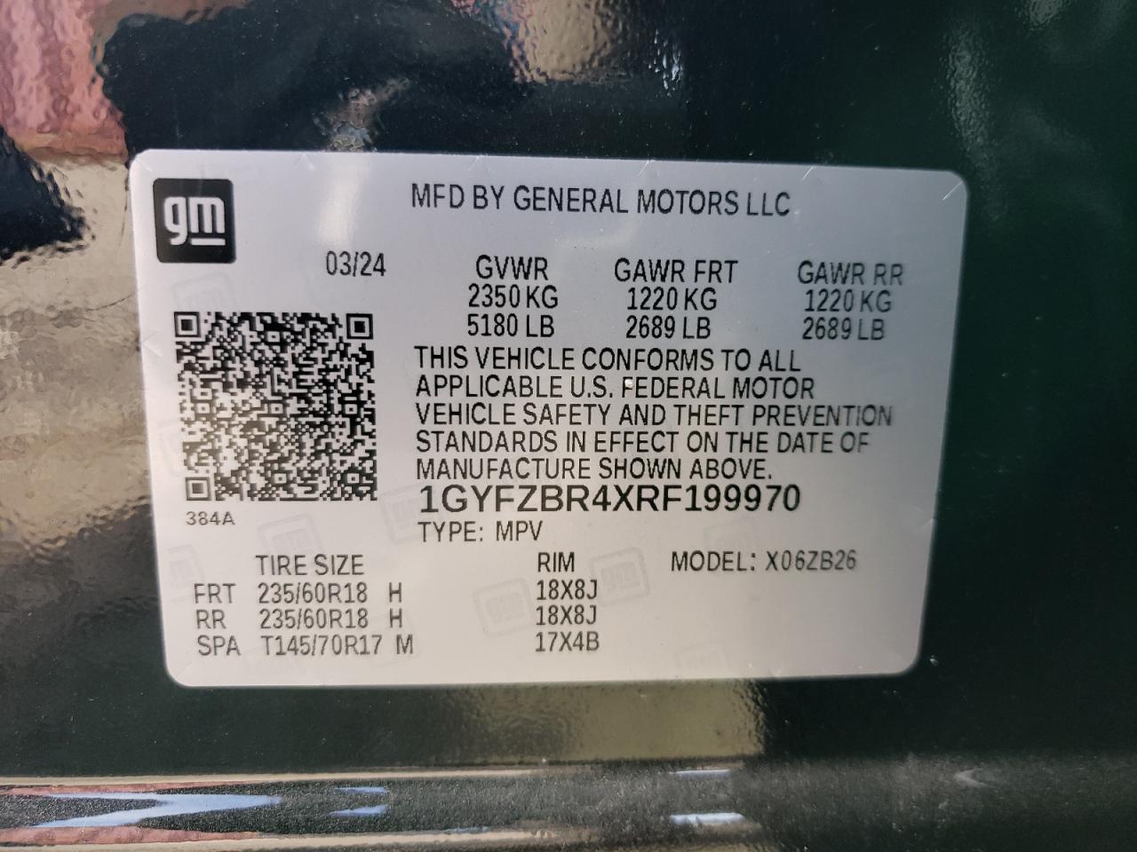 2024 CADILLAC XT4 LUXURY VIN:1GYFZBR4XRF199970