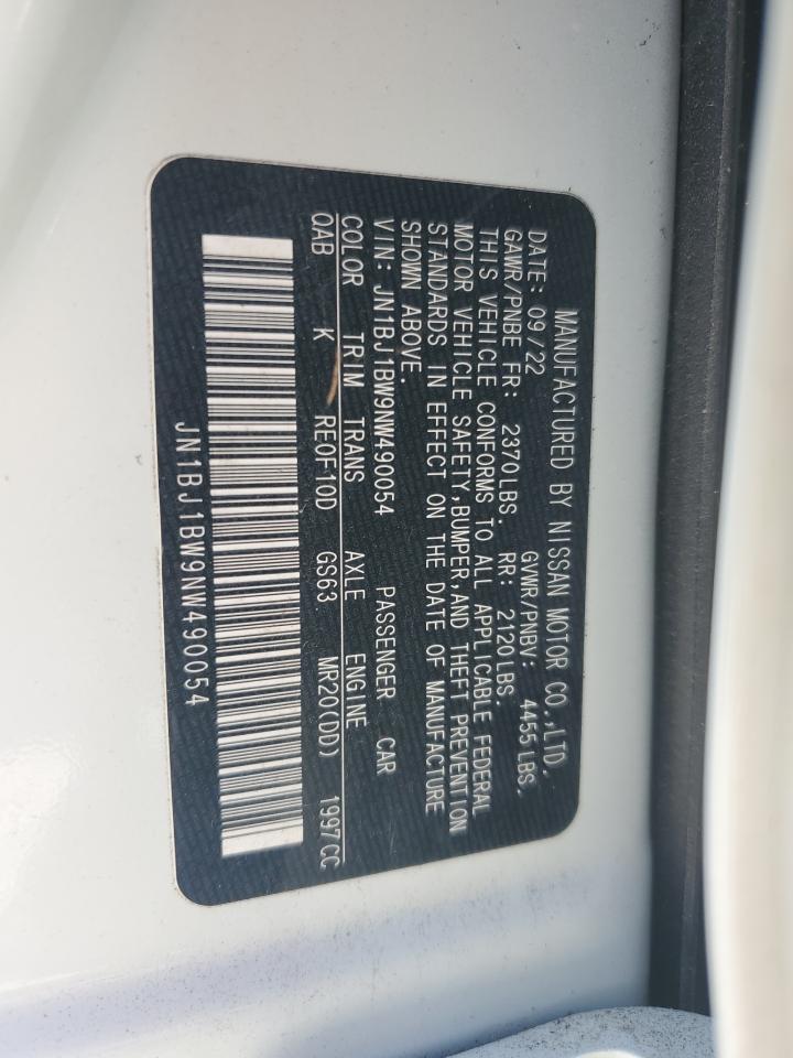 2022 NISSAN ROGUE SPORT SV VIN:JN1BJ1BW9NW490054