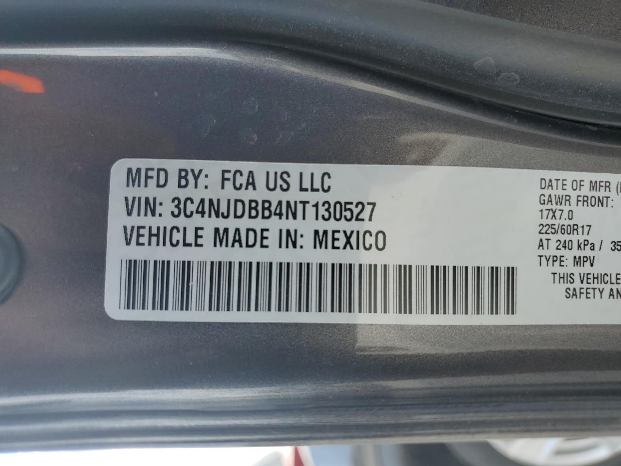 2022 JEEP COMPASS LATITUDE VIN:3C4NJDBB4NT130527