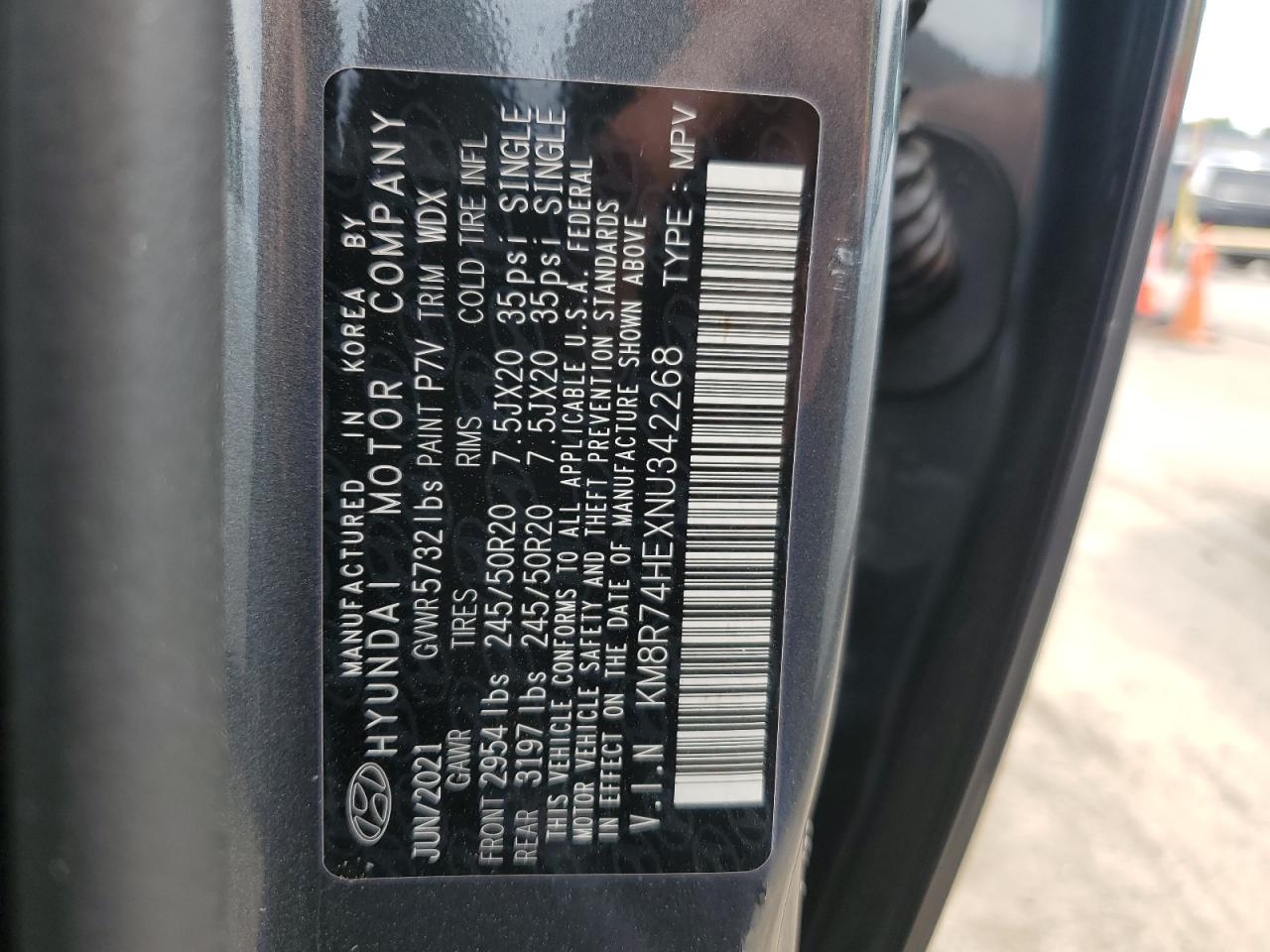 2022 HYUNDAI PALISADE CALLIGRAPHY VIN:KM8R74HEXNU342268