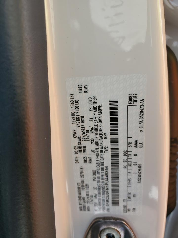 2023 FORD ESCAPE VIN:1FMCU0FN1PUA45354