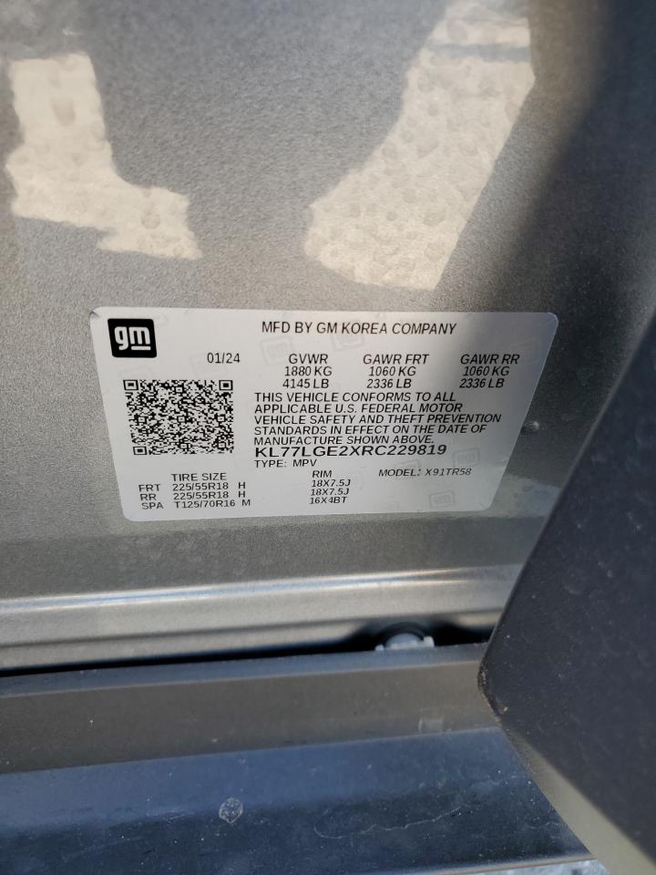 2024 CHEVROLET TRAX 1RS VIN:KL77LGE2XRC229819