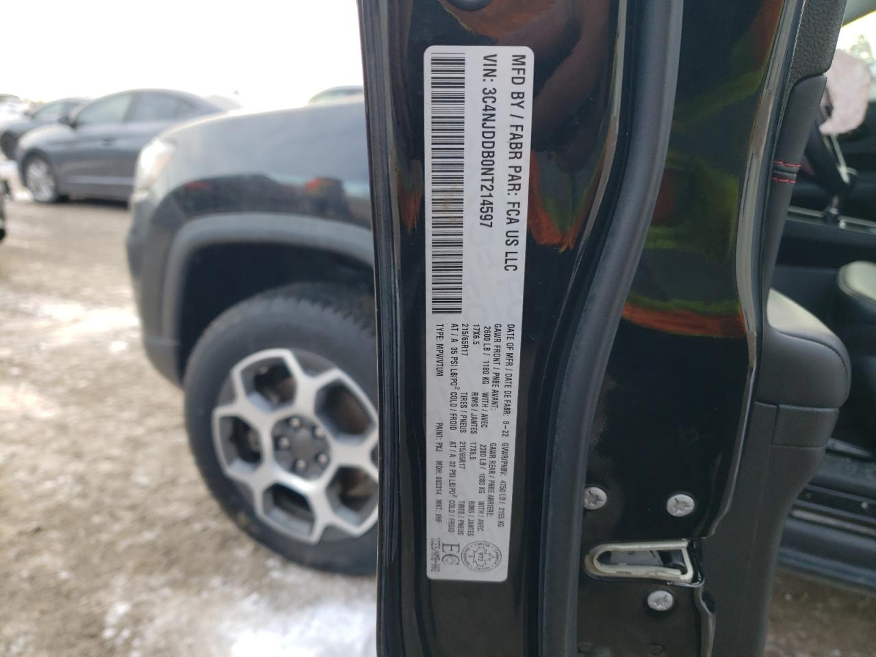 2022 JEEP COMPASS TRAILHAWK VIN:3C4NJDDB0NT214597