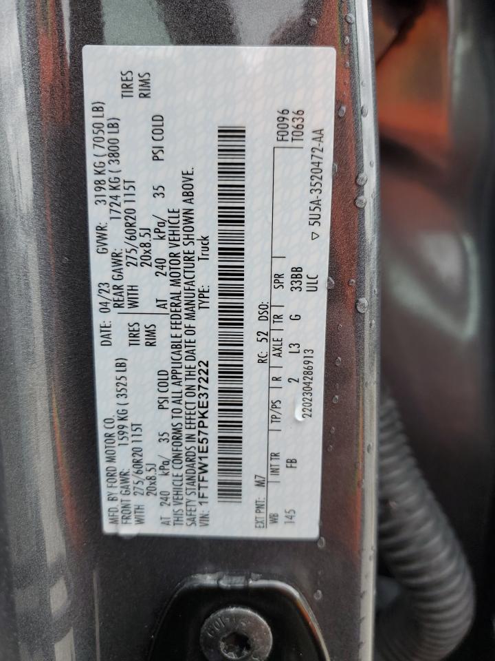 2023 FORD F150 SUPERCREW VIN:1FTFW1E57PKE37222