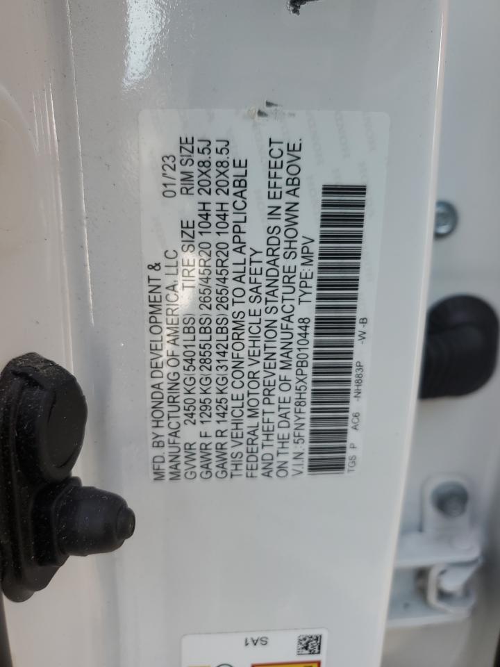 2023 HONDA PASSPORT EXL VIN:5FNYF8H5XPB010448