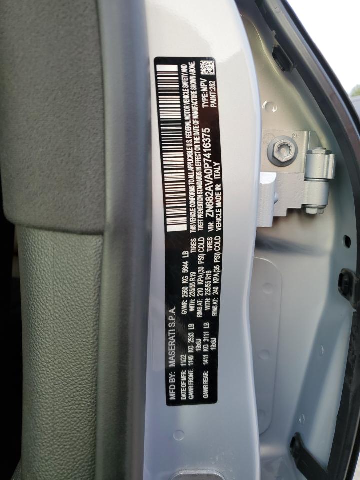 2023 MASERATI GRECALE GT VIN:ZN682AVA0P7416375