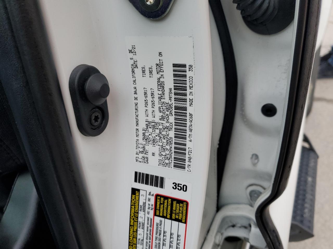 2022 TOYOTA TACOMA DOUBLE CAB VIN:3TMCZ5AN2NM470528