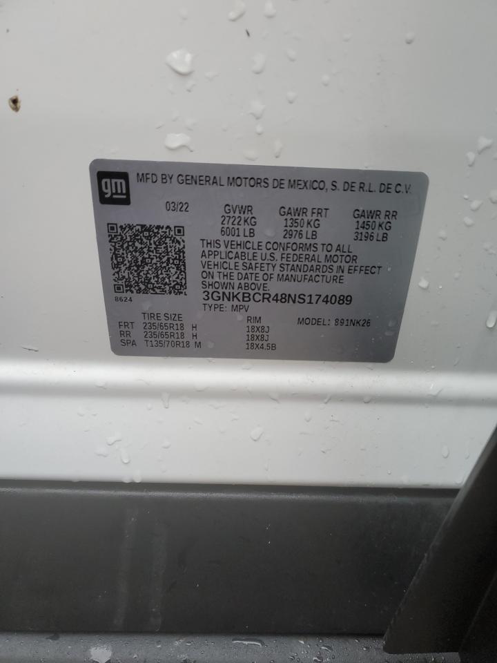 2022 CHEVROLET BLAZER 2LT VIN:3GNKBCR48NS174089