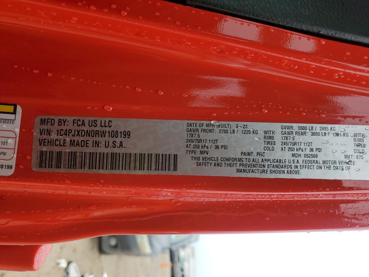 2024 JEEP WRANGLER SPORT VIN:1C4PJXDN0RW108199