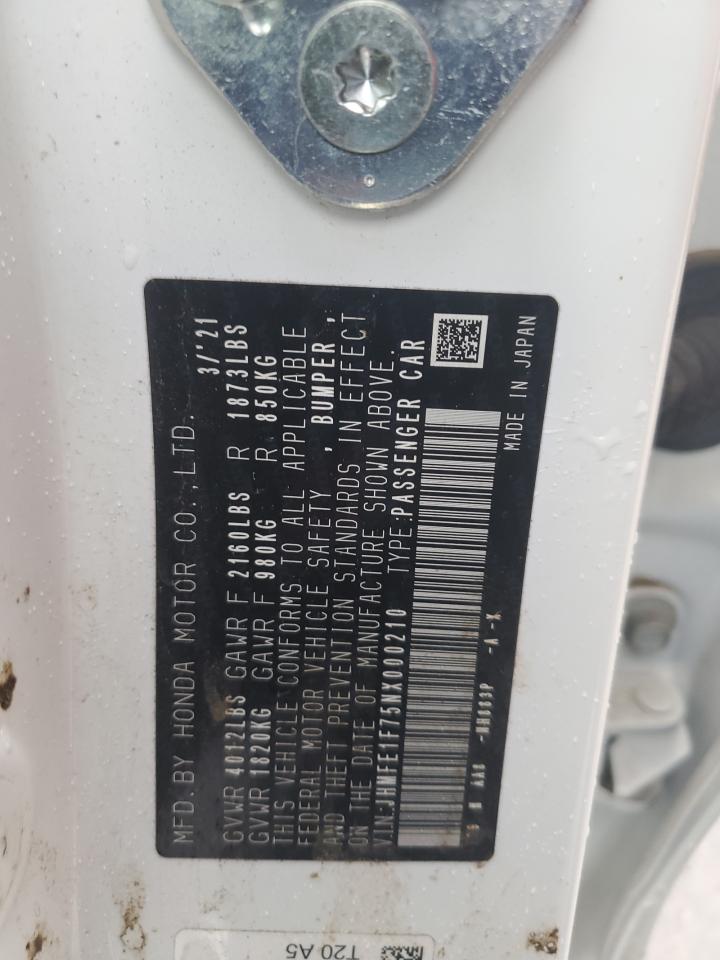 2022 HONDA CIVIC EX VIN:JHMFE1F75NX000210