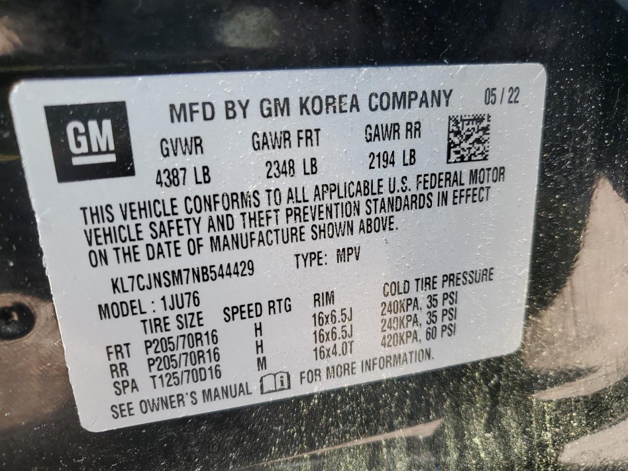 2022 CHEVROLET TRAX LS VIN:KL7CJNSM7NB544429