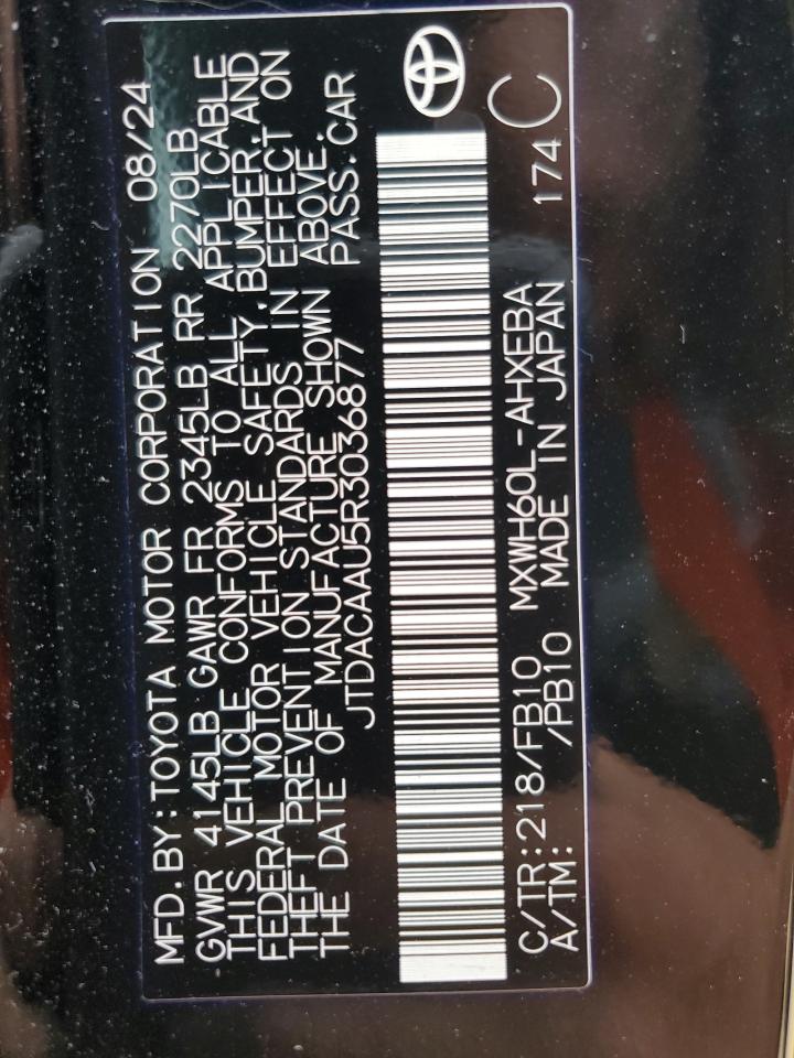 2024 TOYOTA PRIUS LE VIN:JTDACAAU5R3036877