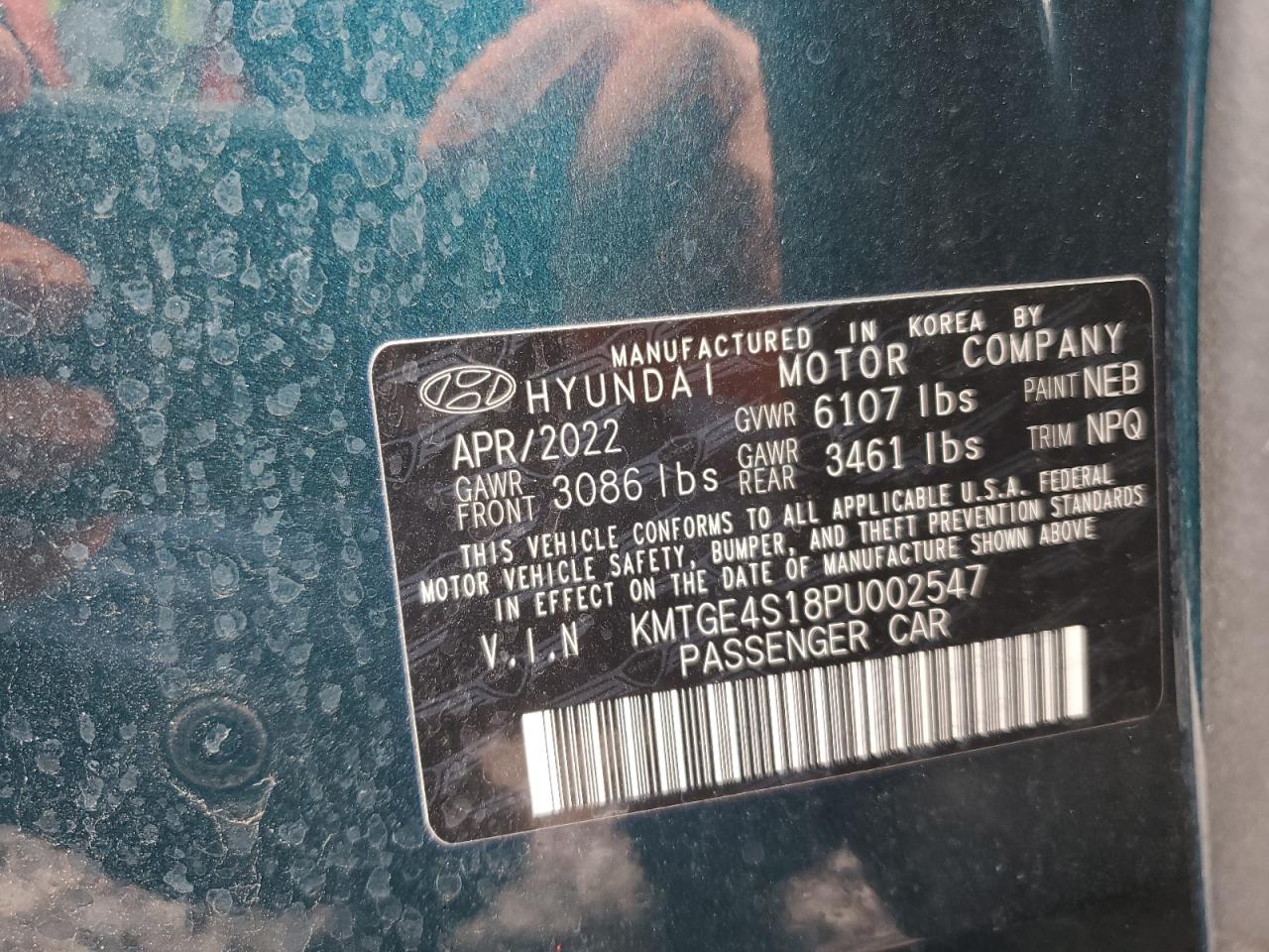 2023 GENESIS G80 VIN:KMTGE4S18PU002547