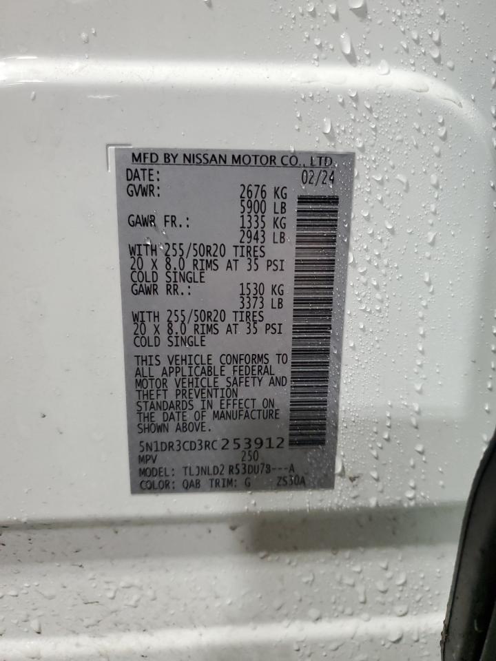 2024 NISSAN PATHFINDER SL VIN:5N1DR3CD3RC253912