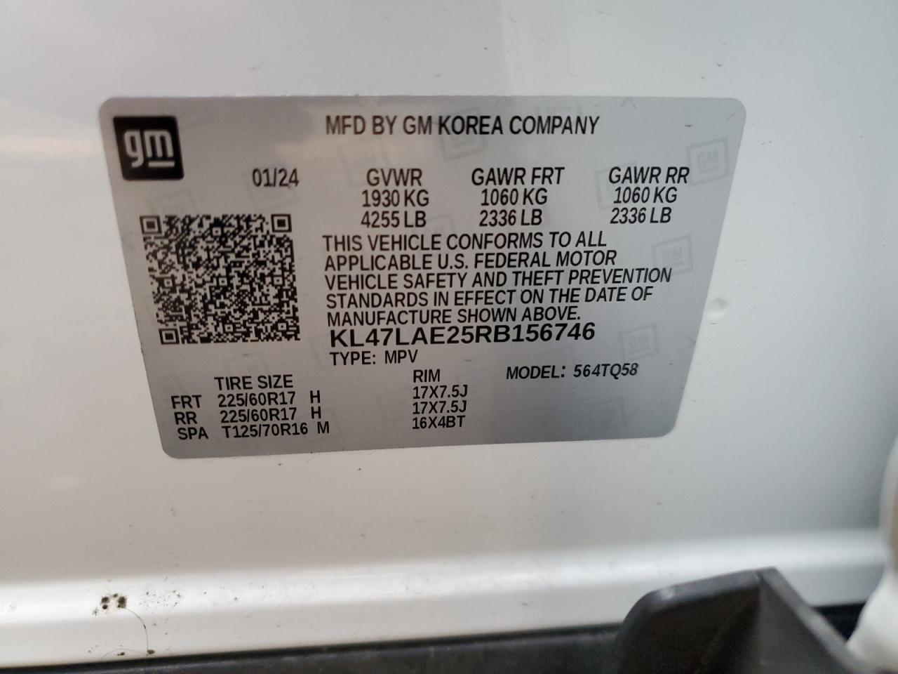 2024 BUICK ENVISTA PREFERRED VIN:KL47LAE25RB156746