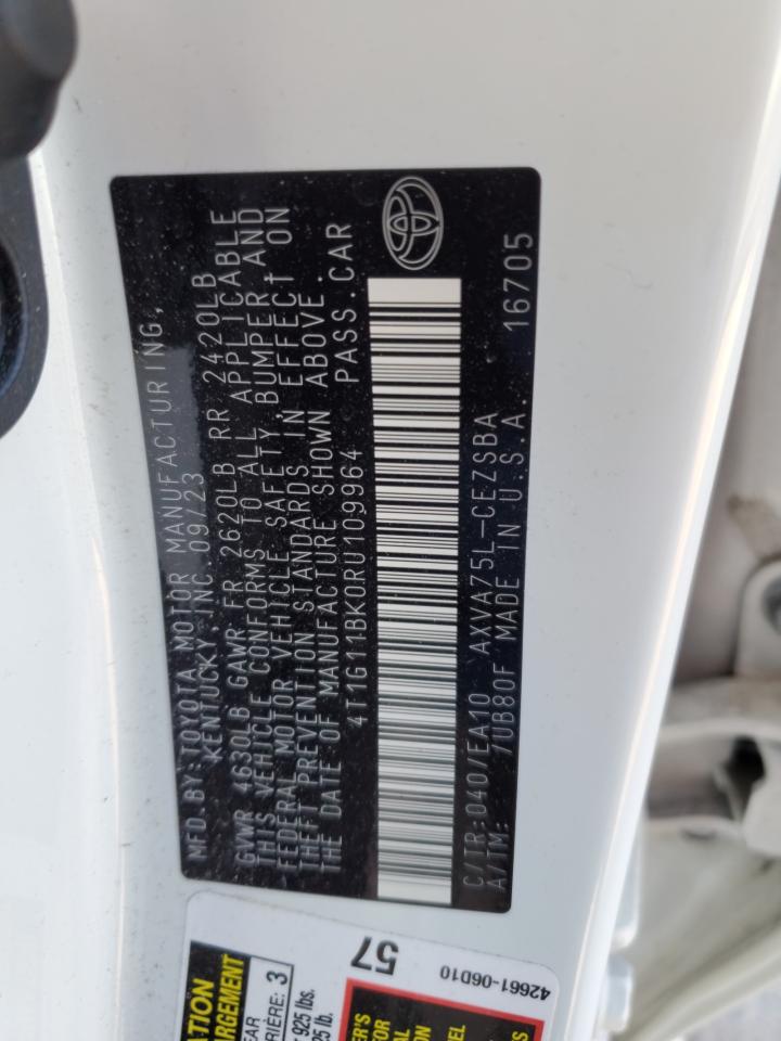 2024 TOYOTA CAMRY SE NIGHT SHADE VIN:4T1G11BK0RU109964