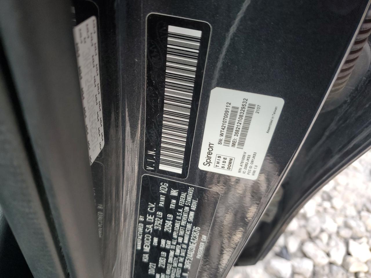 2022 KIA FORTE FE VIN:3KPF24AD3NE423876