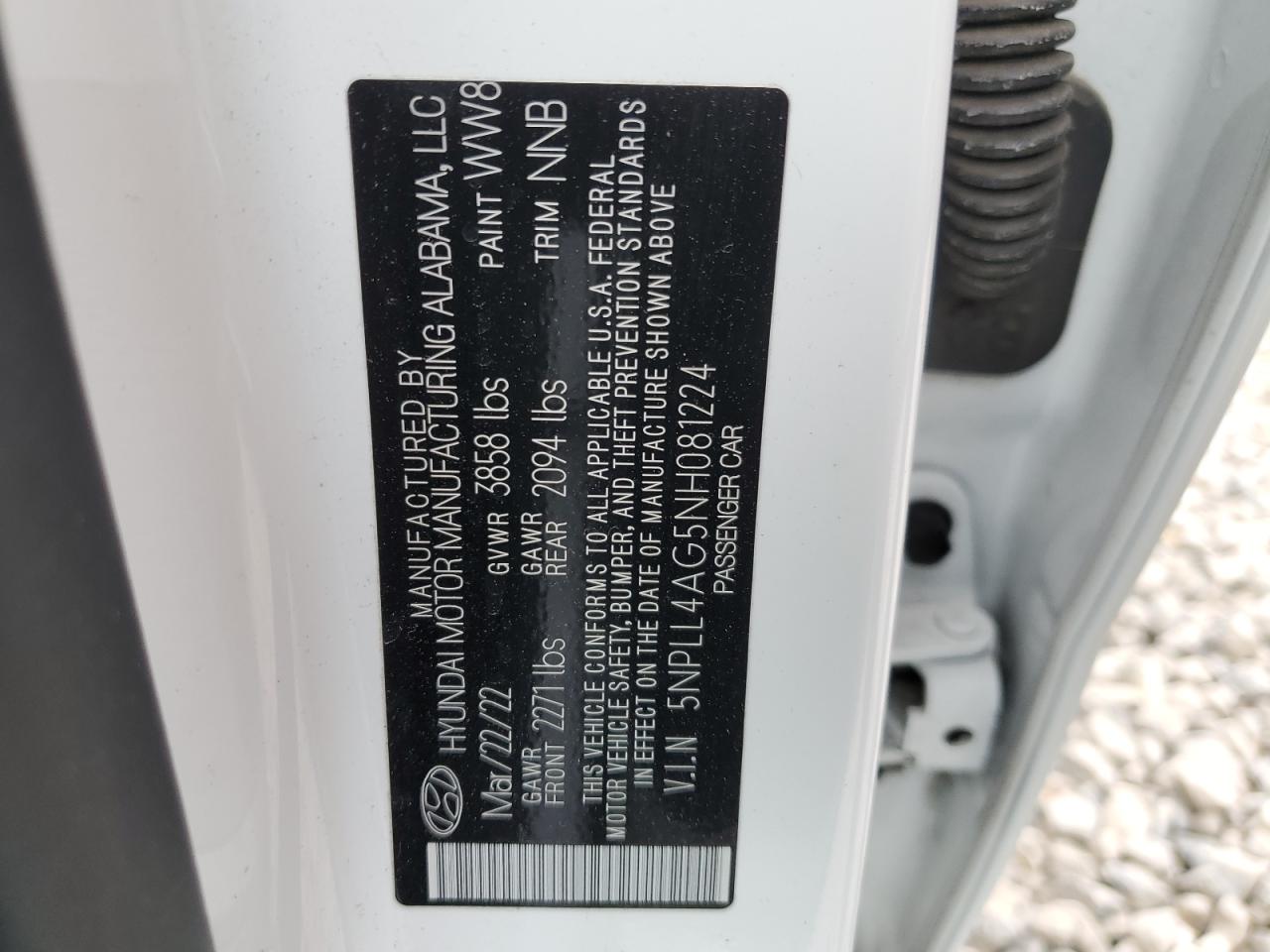 2022 HYUNDAI ELANTRA SE VIN:5NPLL4AG5NH081224