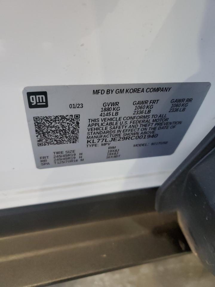 2024 CHEVROLET TRAX 2RS VIN:KL77LJE29RC001940