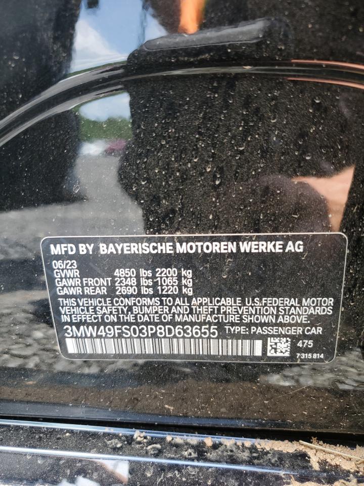 2023 BMW M340I VIN:3MW49FS03P8D63655