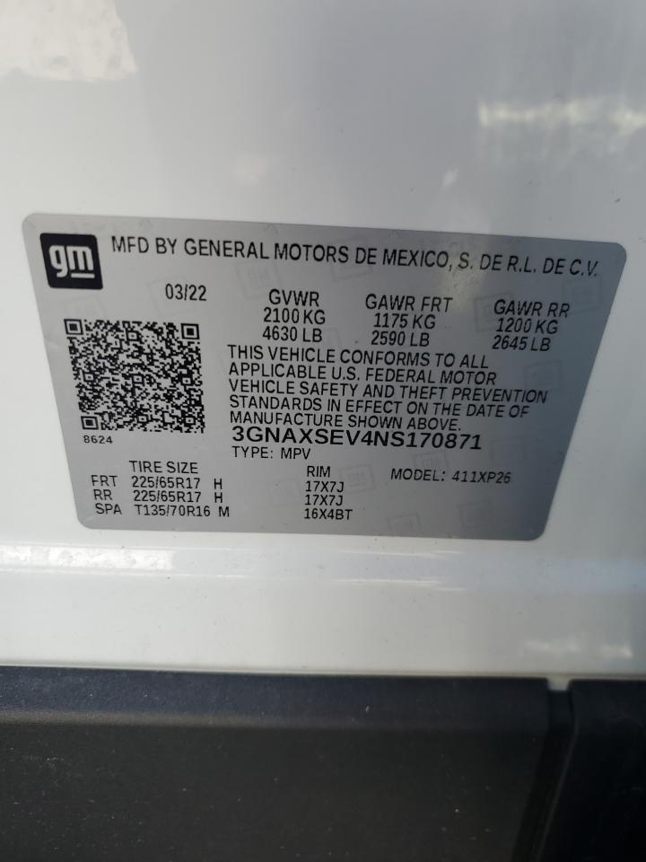 2022 CHEVROLET EQUINOX LS VIN:3GNAXSEV4NS170871