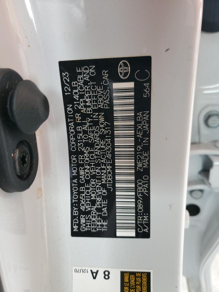 2024 TOYOTA COROLLA LE VIN:JTDBCMFE4R3041317